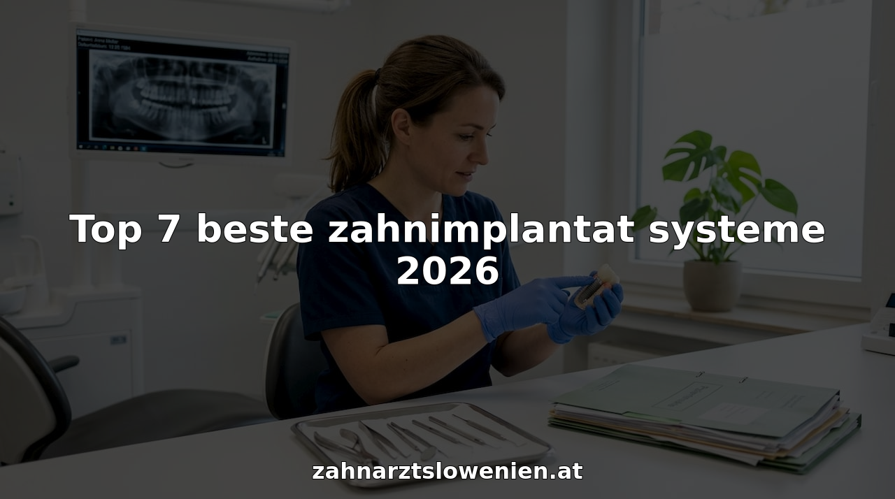 Eine Zahnärztin zeigt in ihrer Praxis anschaulich ein Zahnimplantat-Modell.