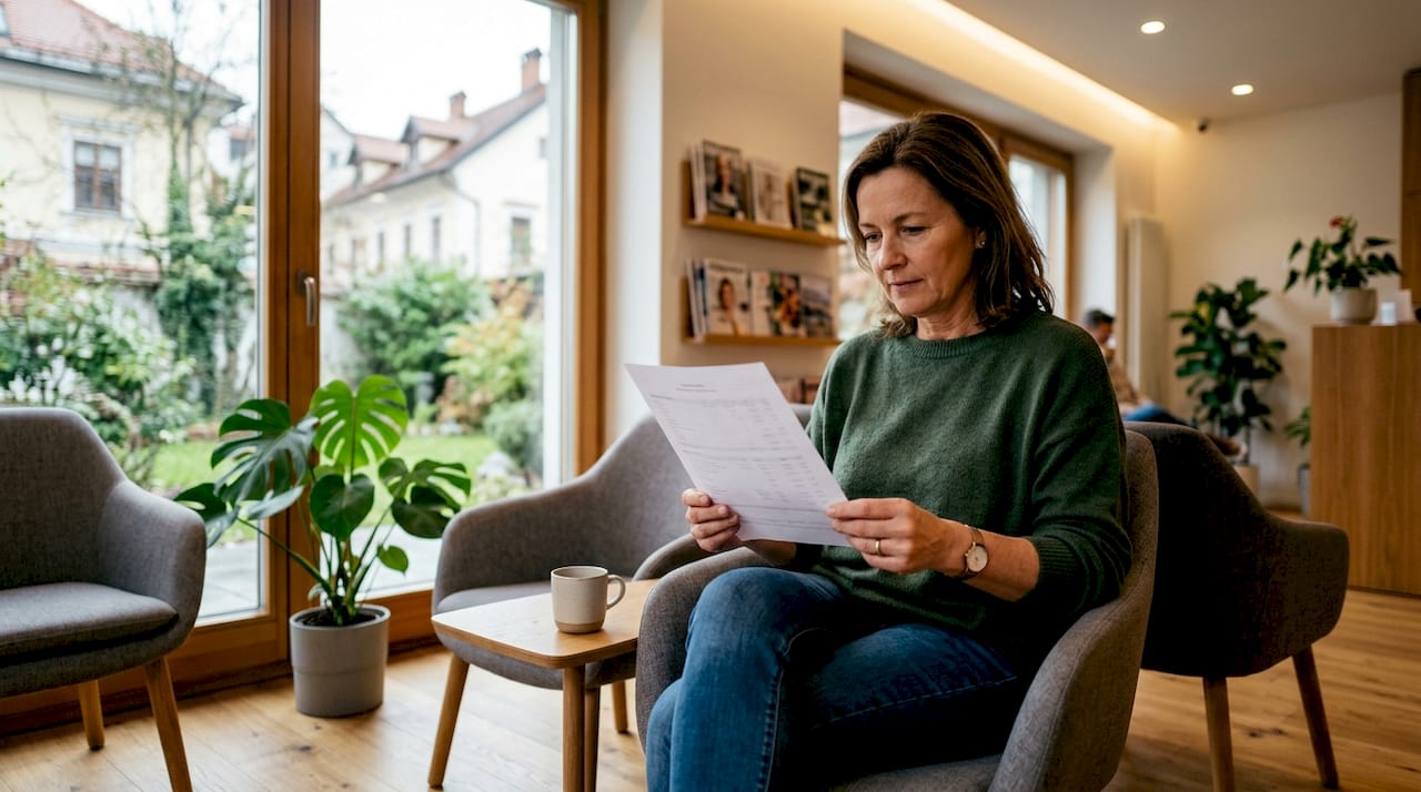 Ein Patient bespricht seinen Behandlungsplan beim Zahnarzt in der Praxis.